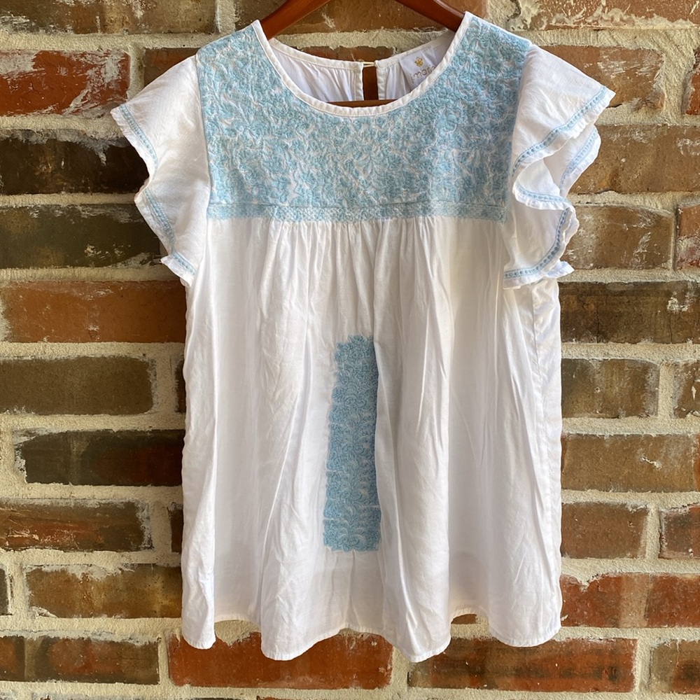 J. Marie embroidered  flutter sleeve top Size XS